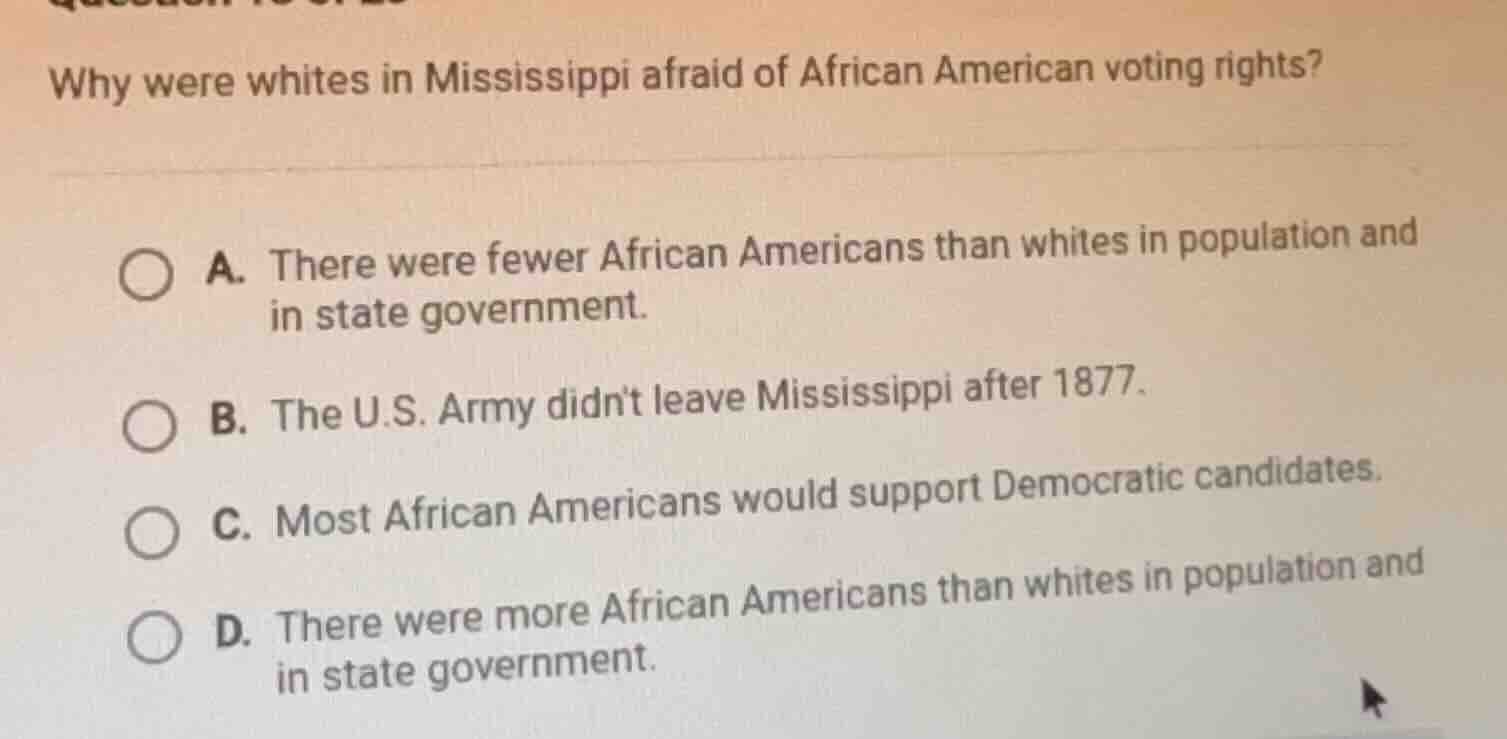 why were whites in mississippi afraid of african american voting rights…