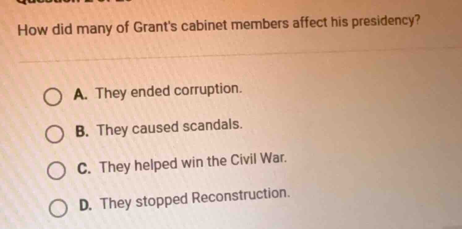 how did many of grants cabinet members affect his presidency? a. they e…