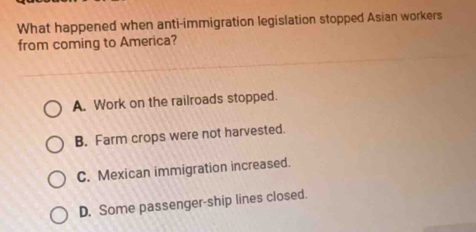 what happened when anti - immigration legislation stopped asian workers…