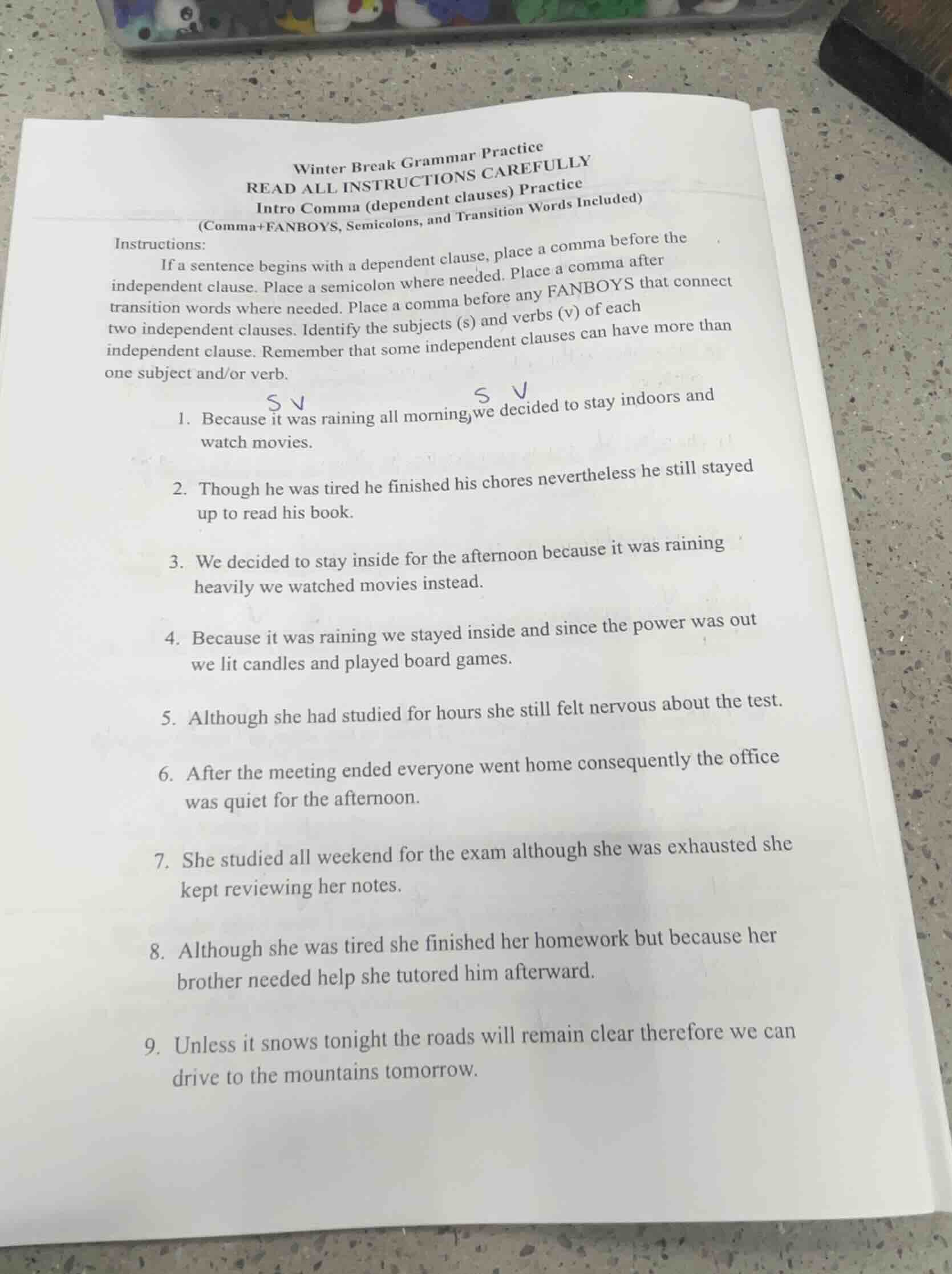 winter break grammar practice read all instructions carefully intro com…