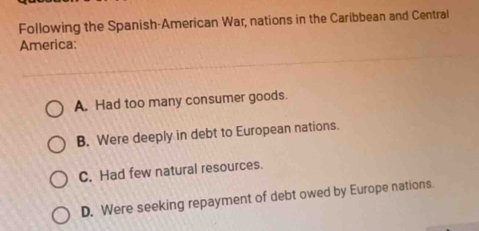 following the spanish - american war, nations in the caribbean and cent…