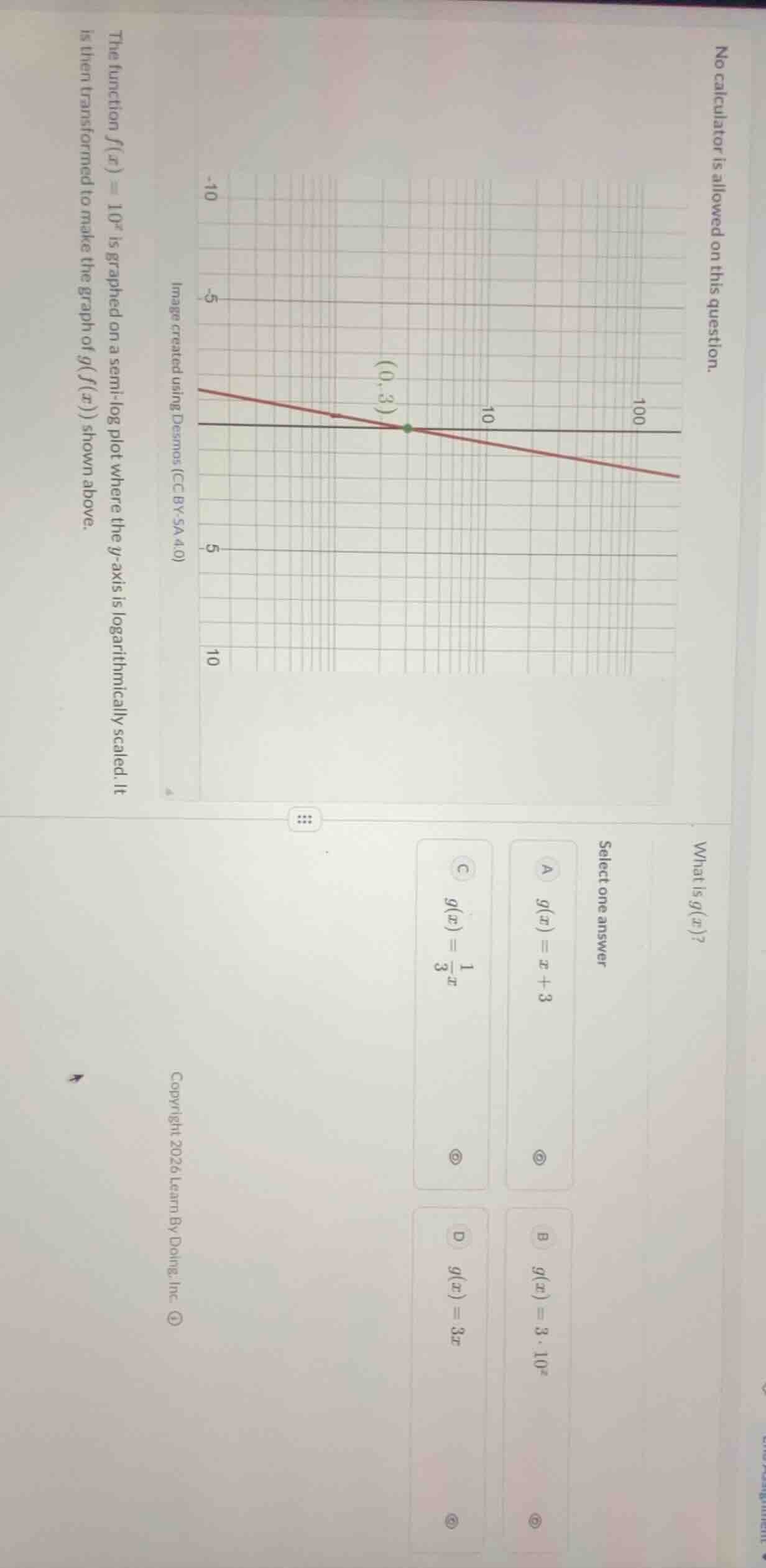 no calculator is allowed on this question. the function $f(x) = 10^x$ i…