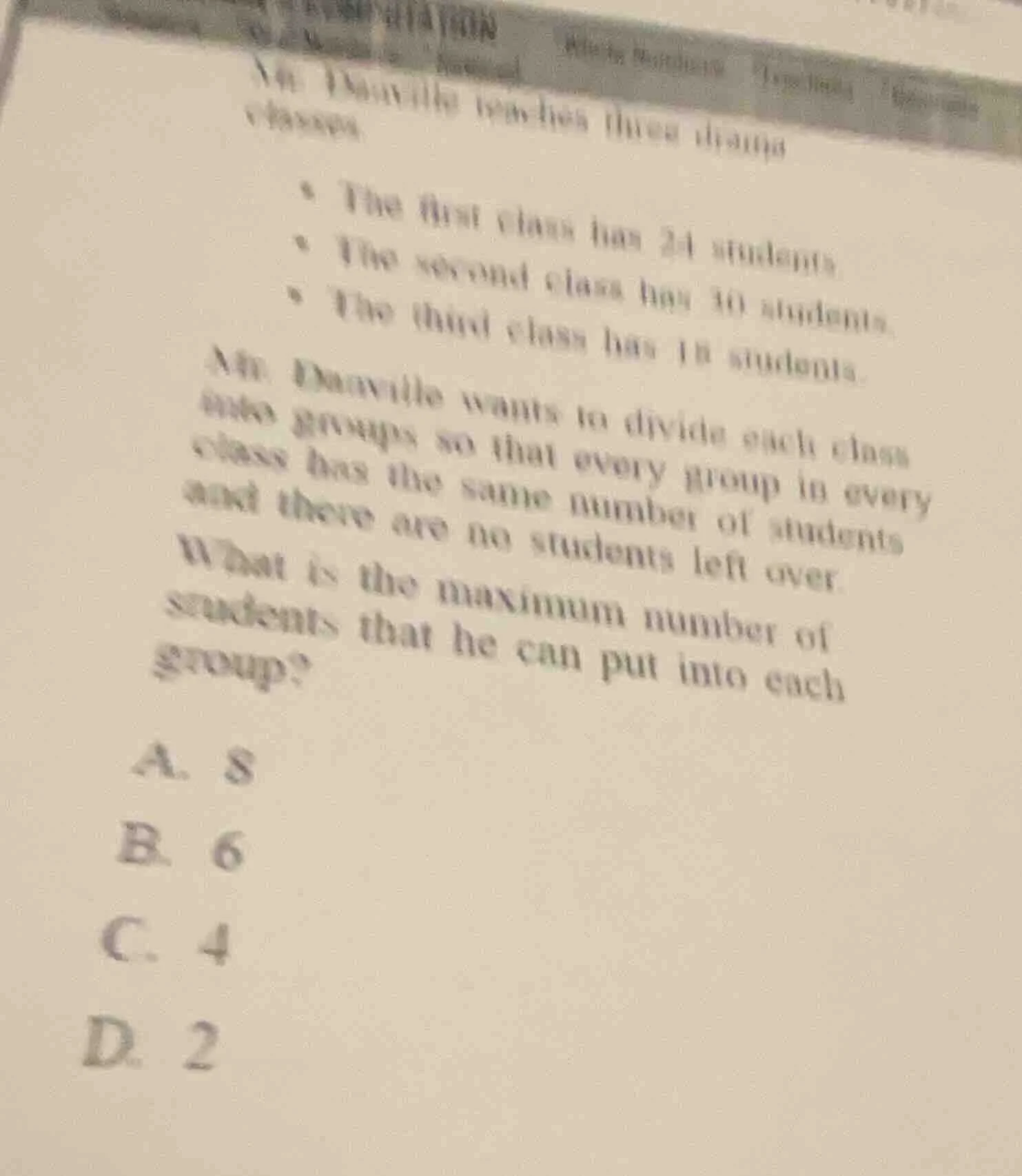 mr. danville teaches three drama classes. - the first class has 24 stud…