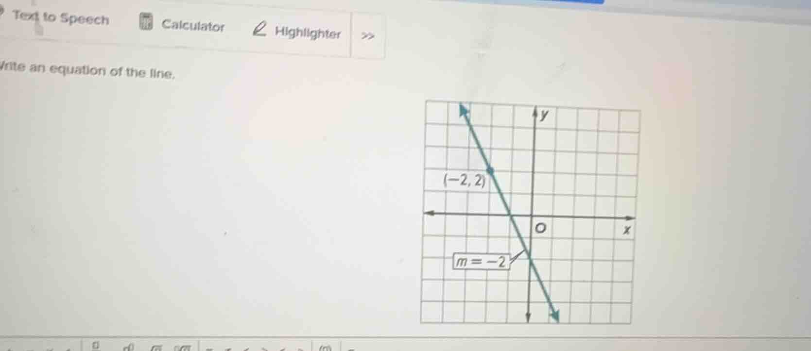 write an equation of the line. the image shows a coordinate grid with a…