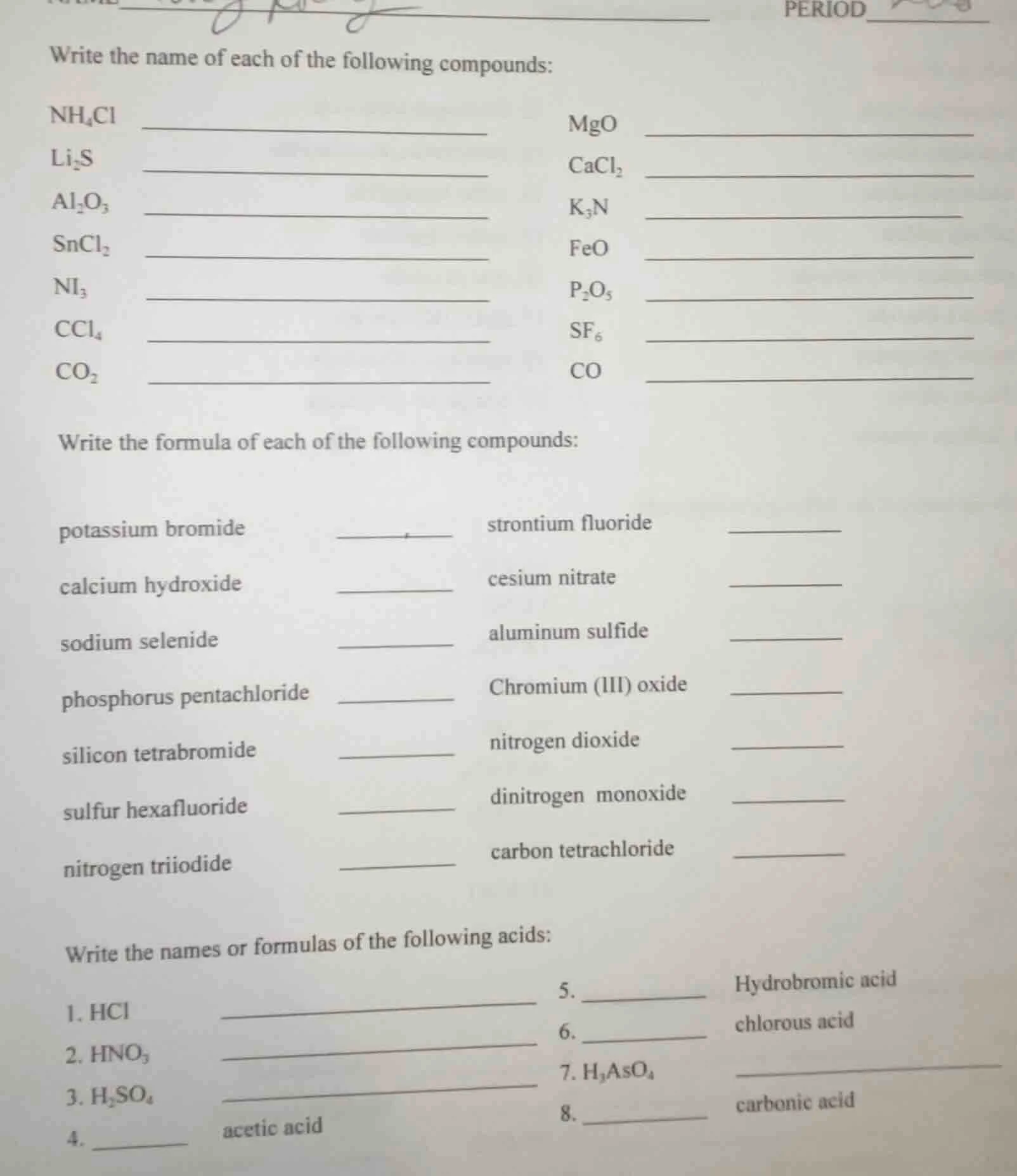 write the name of each of the following compounds: nh₄cl li₂s al₂o₃ snc…