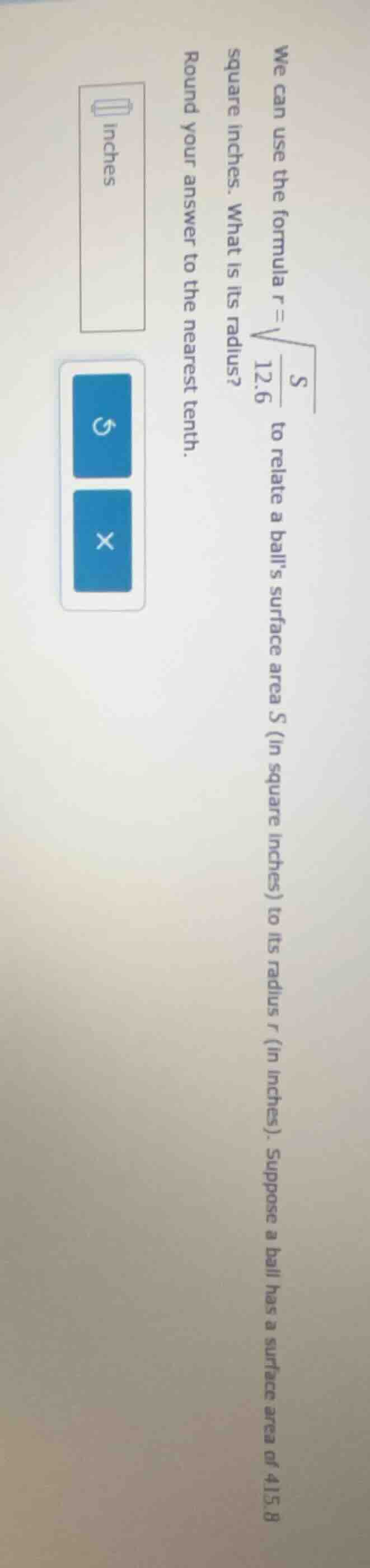 we can use the formula $r = \\sqrt{\\frac{s}{12.6}}$ to relate a balls …