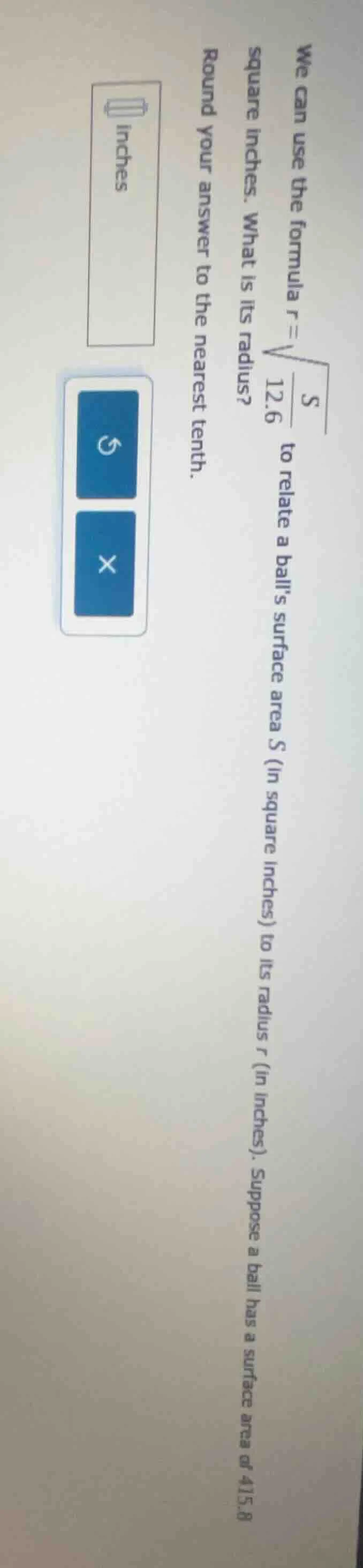 we can use the formula $r = \\sqrt{\\frac{s}{12.6}}$ to relate a balls …