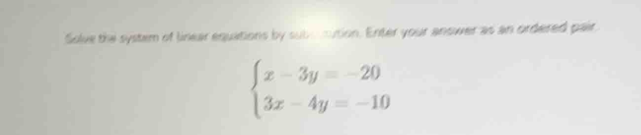 solve the system of linear equations by substitution. enter your answer…
