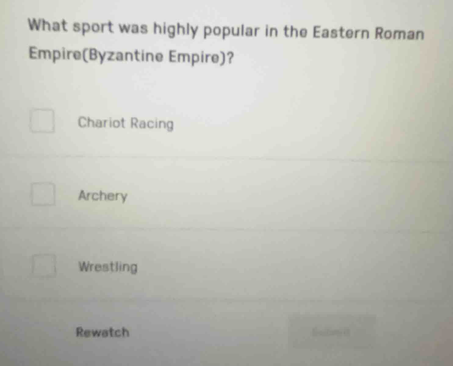 what sport was highly popular in the eastern roman empire(byzantine emp…