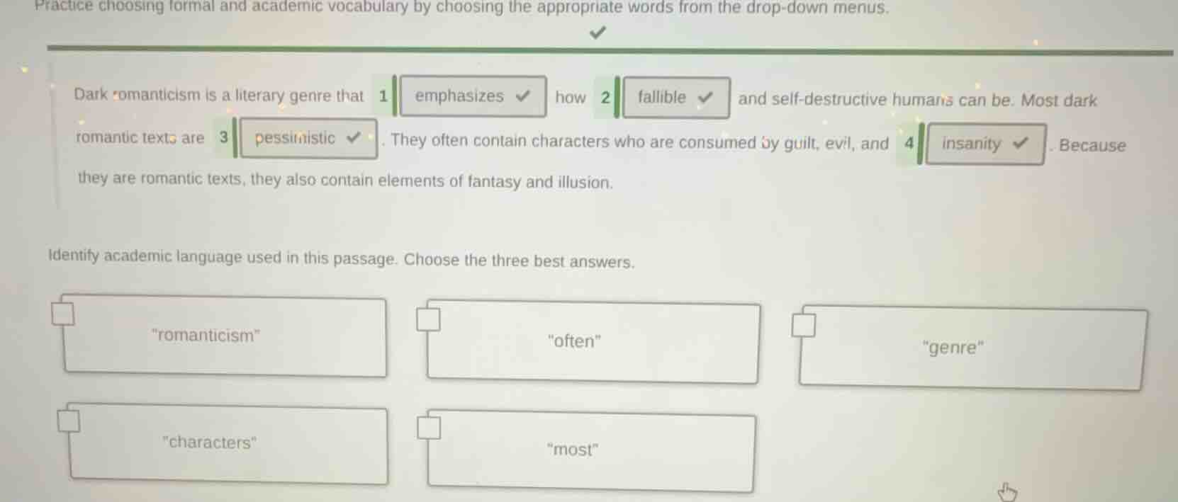 practice choosing formal and academic vocabulary by choosing the approp…