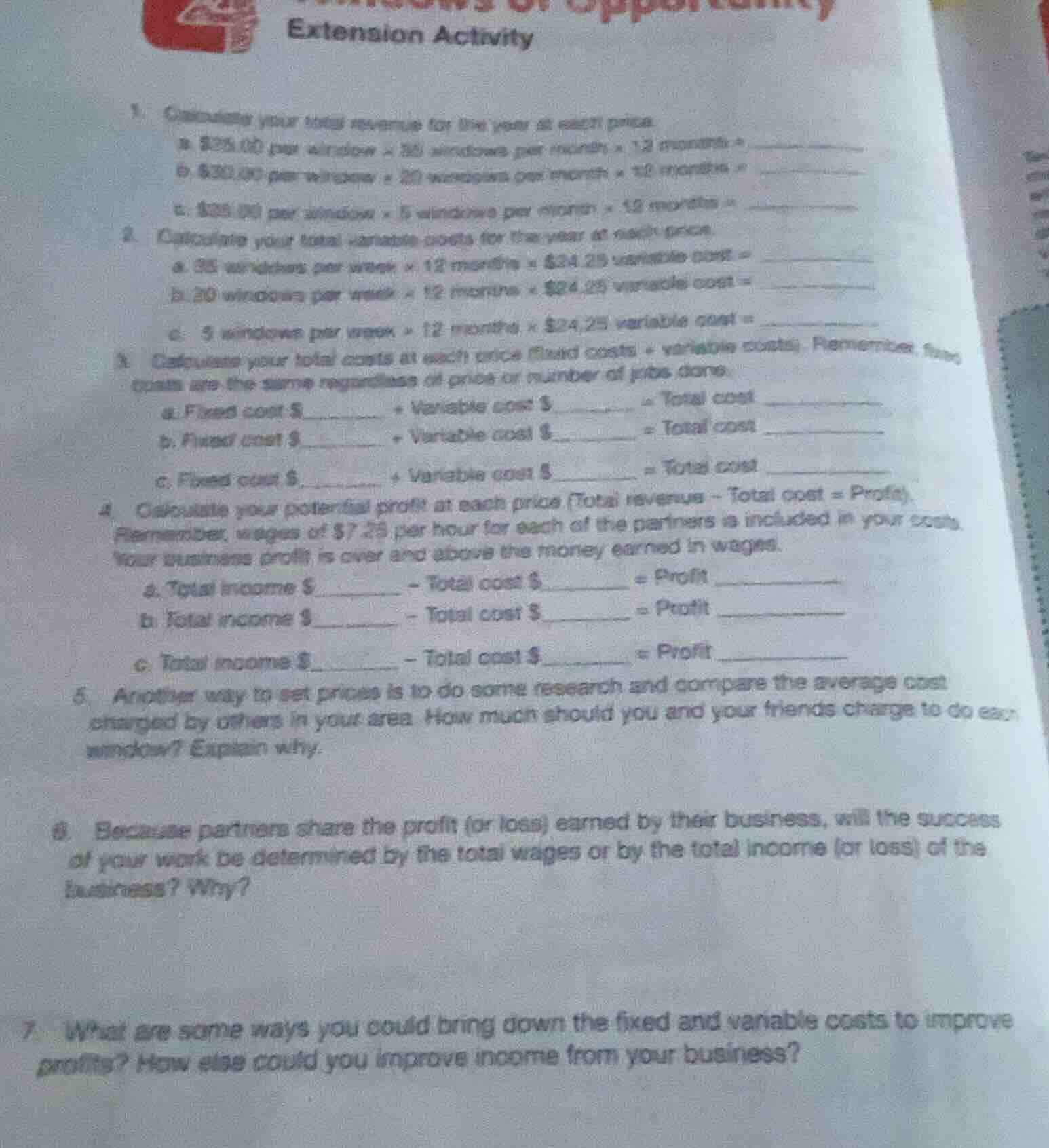 extension activity 1. calculate your total revenue for the year at each…