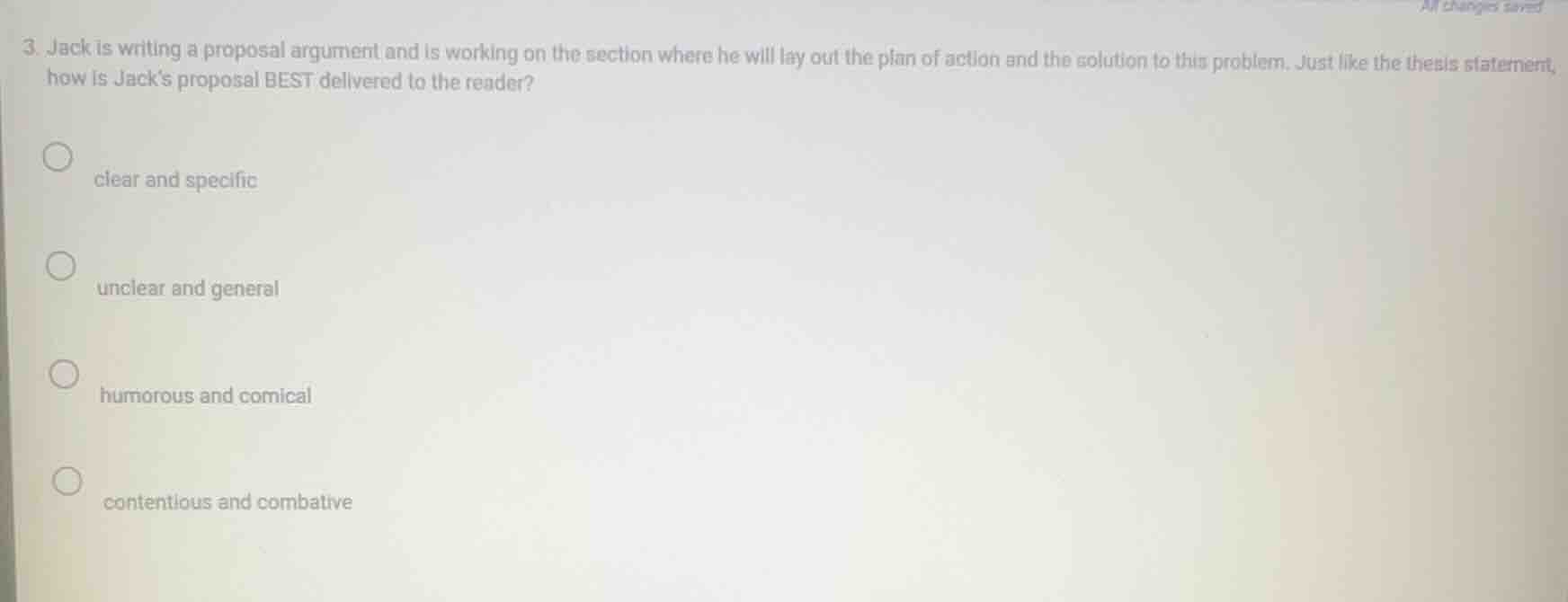 3. jack is writing a proposal argument and is working on the section wh…