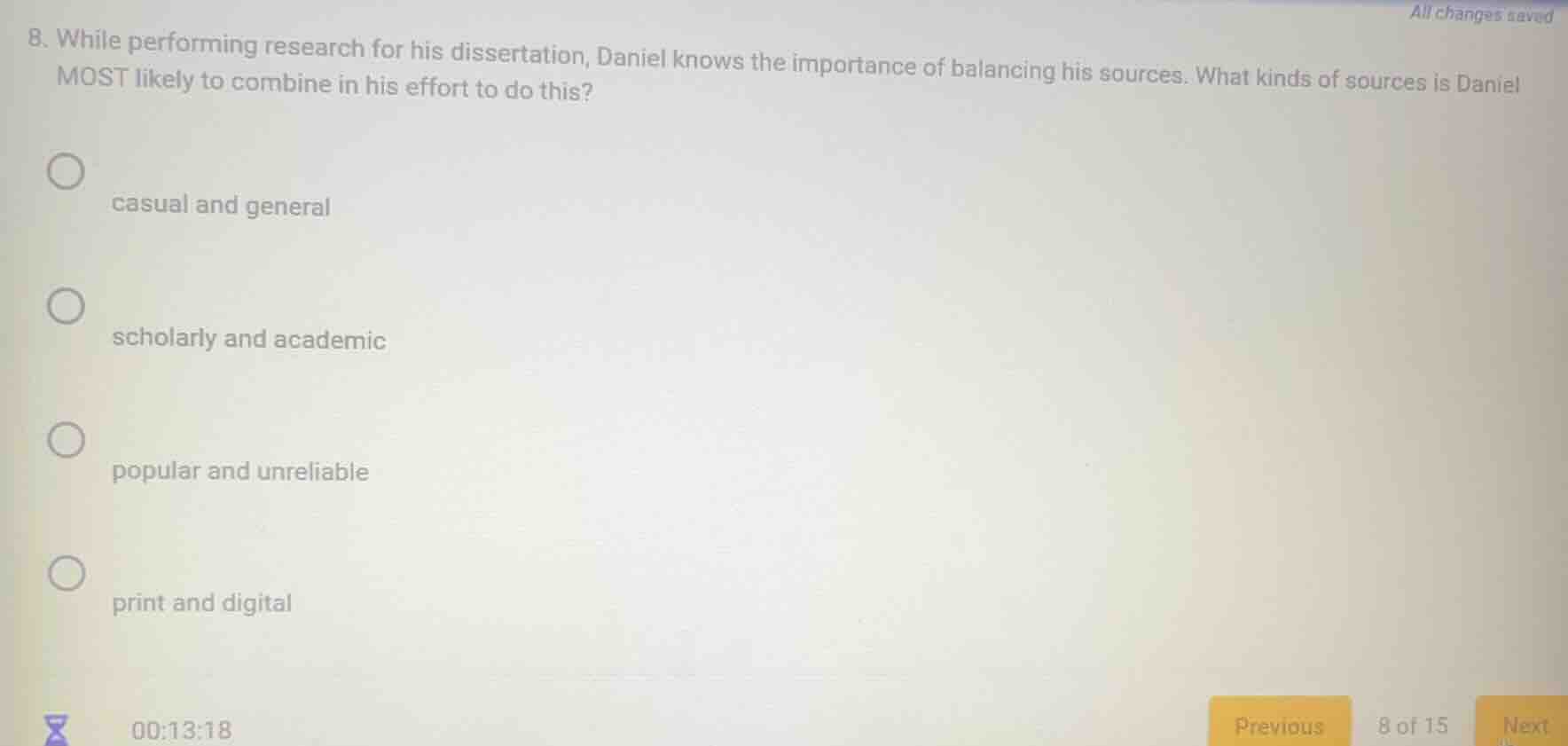 8. while performing research for his dissertation, daniel knows the imp…