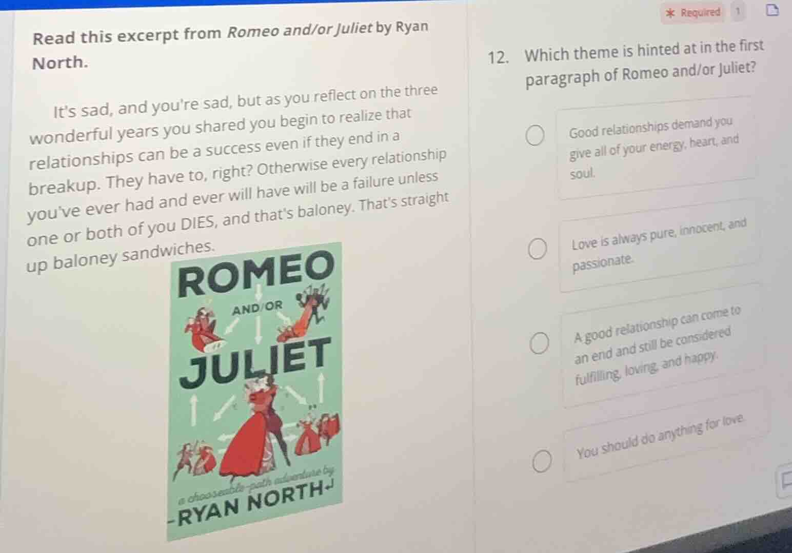 read this excerpt from romeo and/or juliet by ryan north. its sad, and …