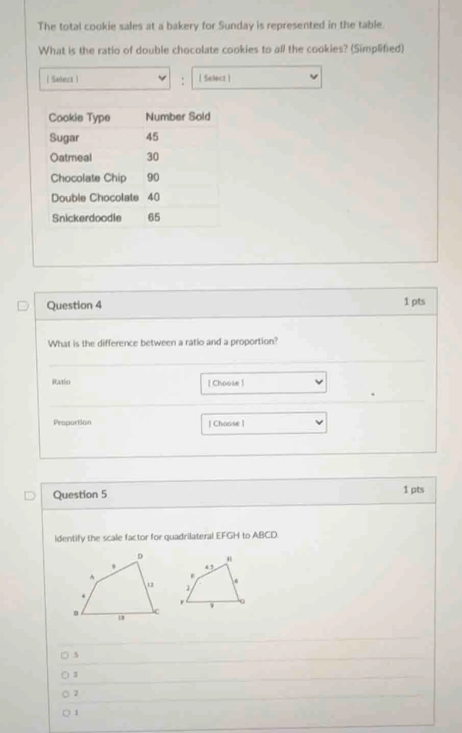 the total cookie sales at a bakery for sunday is represented in the tab…