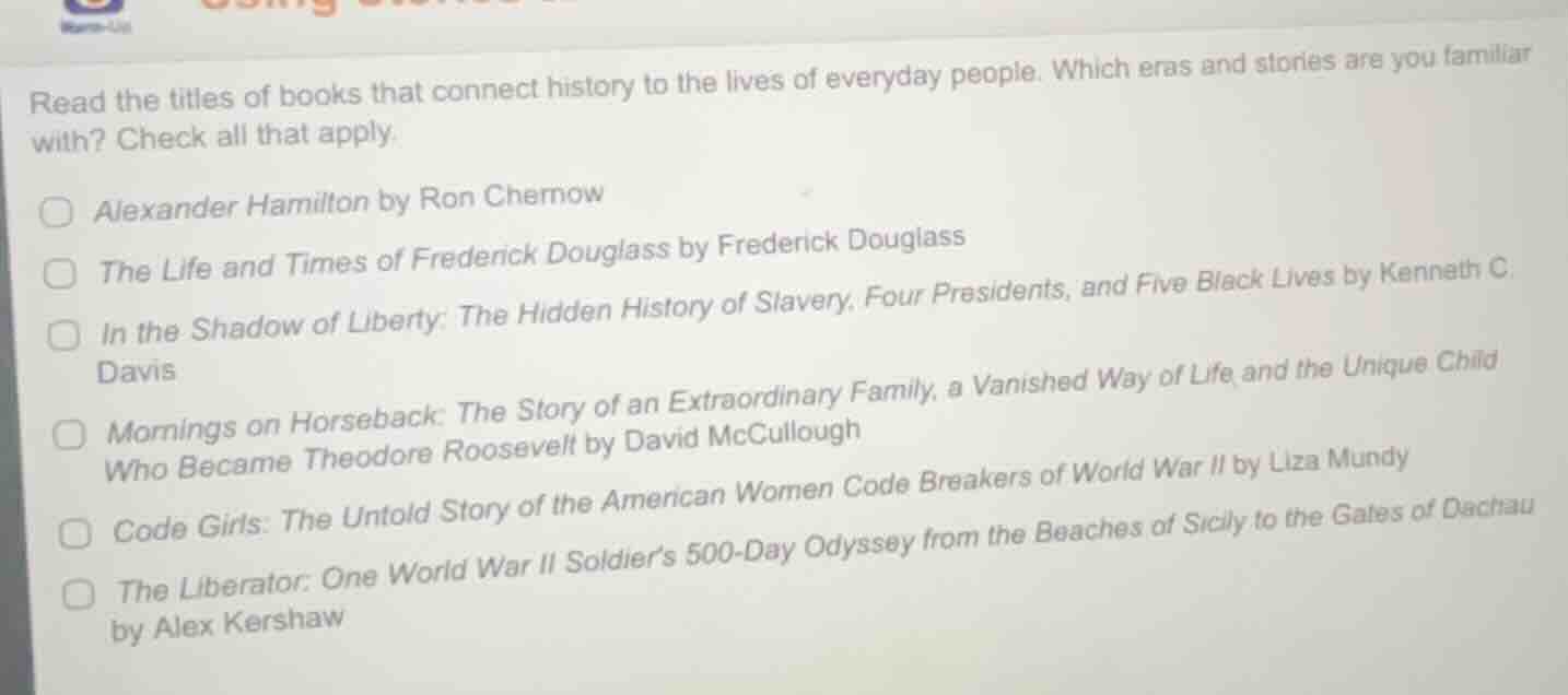 read the titles of books that connect history to the lives of everyday …
