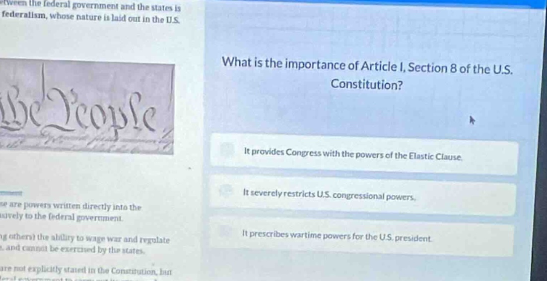 what is the importance of article i, section 8 of the u.s. constitution…