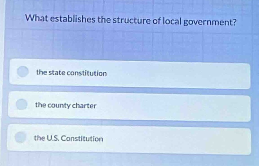 what establishes the structure of local government? the state constitut…