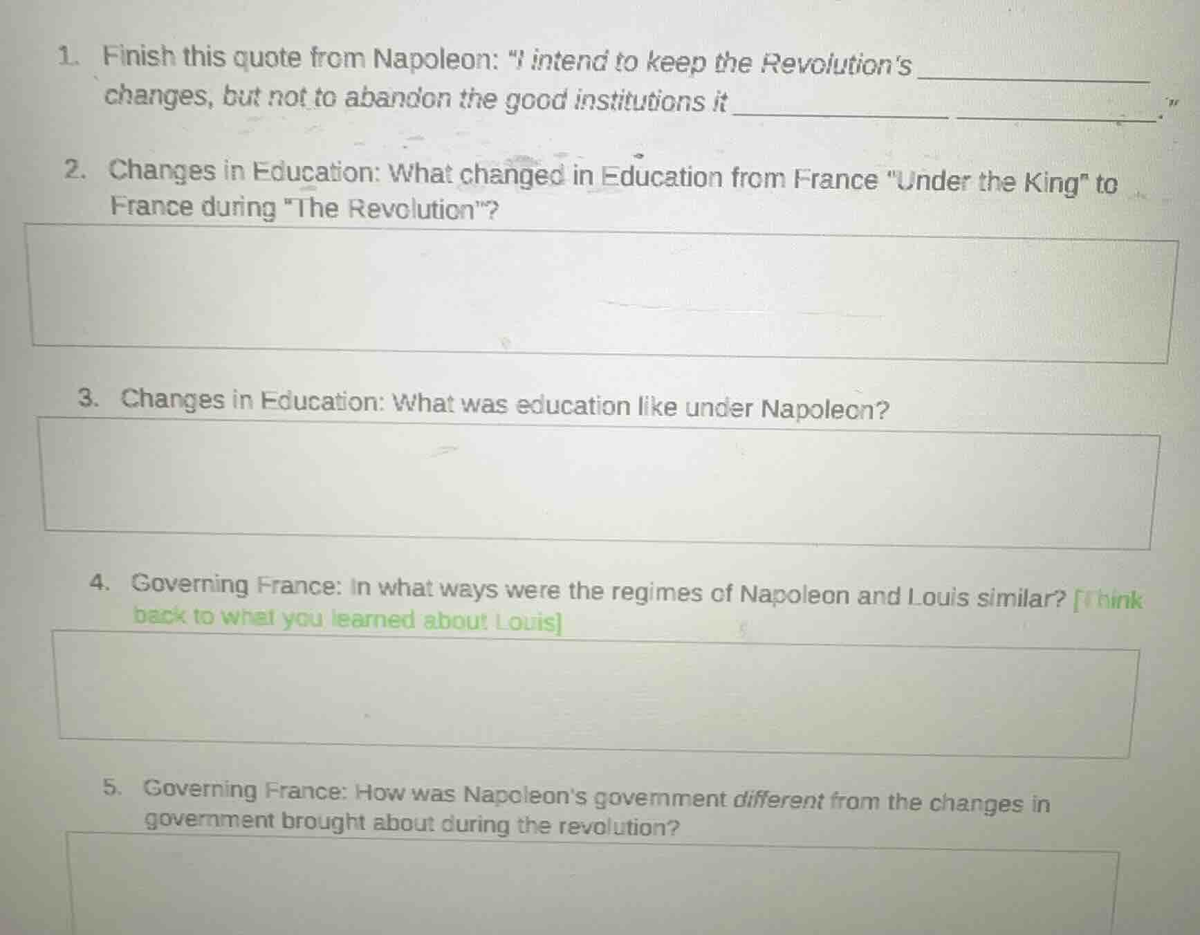 1. finish this quote from napoleon: \i intend to keep the revolutions _…