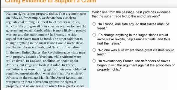 citing evidence to support a claim human rights versus property rights:…