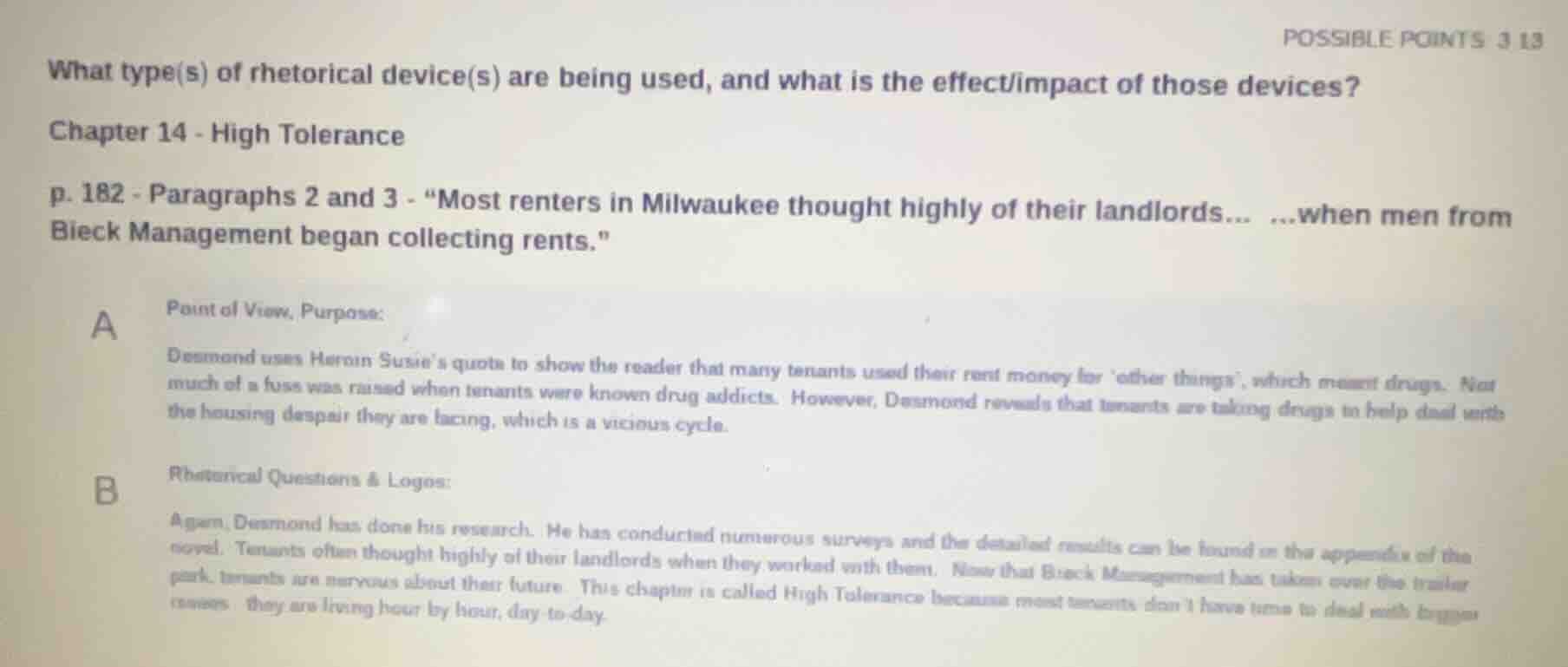 what type(s) of rhetorical device(s) are being used, and what is the ef…