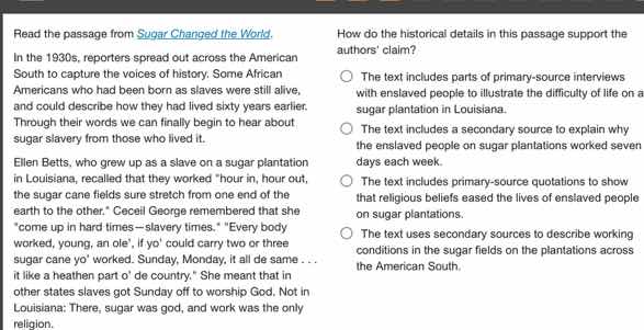 read the passage from sugar changed the world. in the 1900s, reporters …