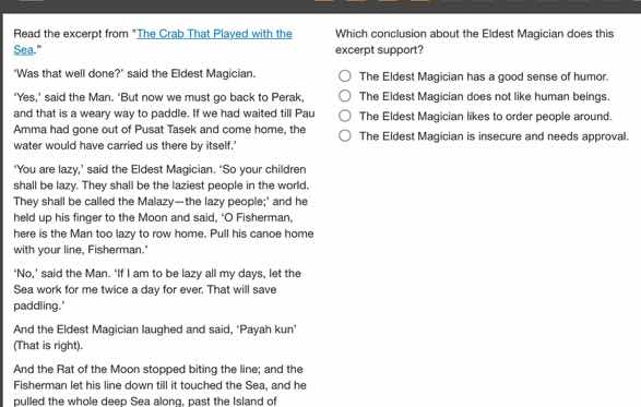 read the excerpt from \the crab that played with the sea.\ \was that we…