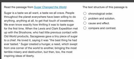 read the passage from sugar changed the world. sugar is a taste we all …