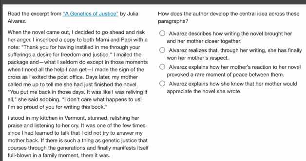 read the excerpt from a genetics of justice by julia alvarez. when the …