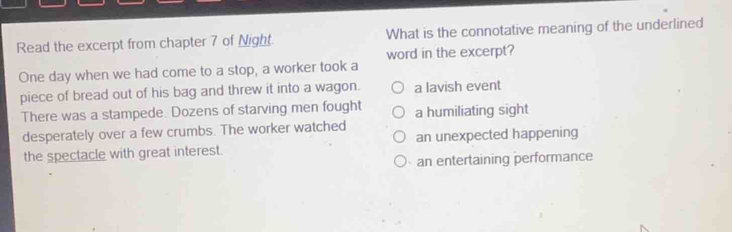 read the excerpt from chapter 7 of night. one day when we had come to a…