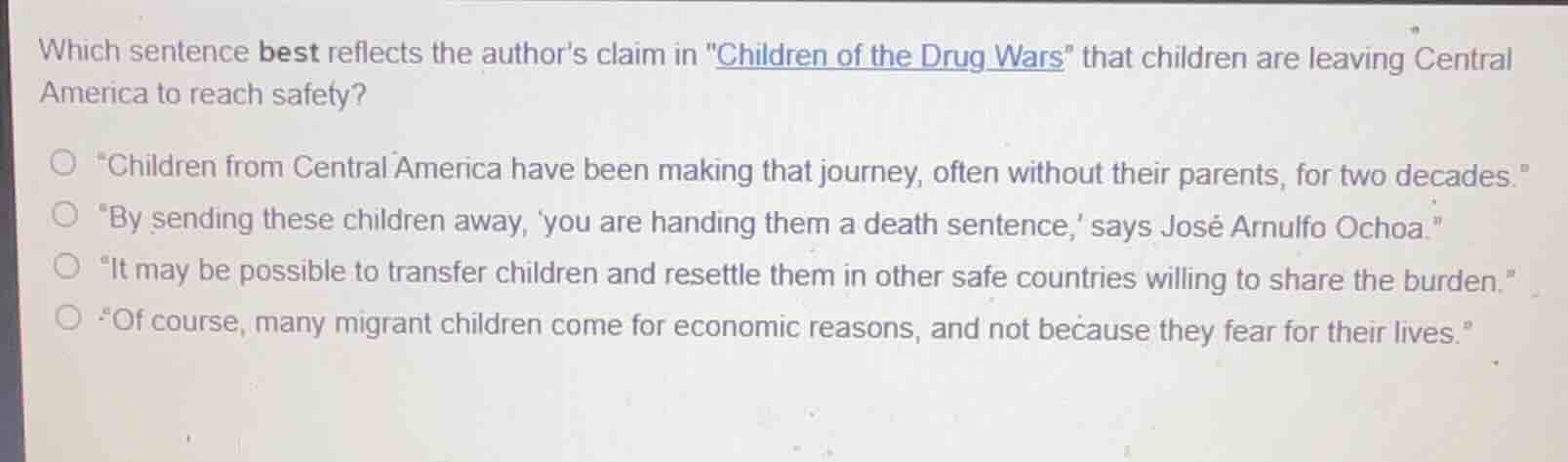 which sentence best reflects the author’s claim in \children of the dru…