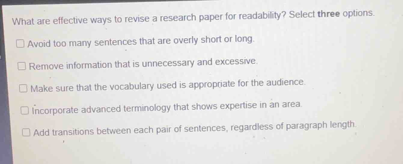what are effective ways to revise a research paper for readability? sel…