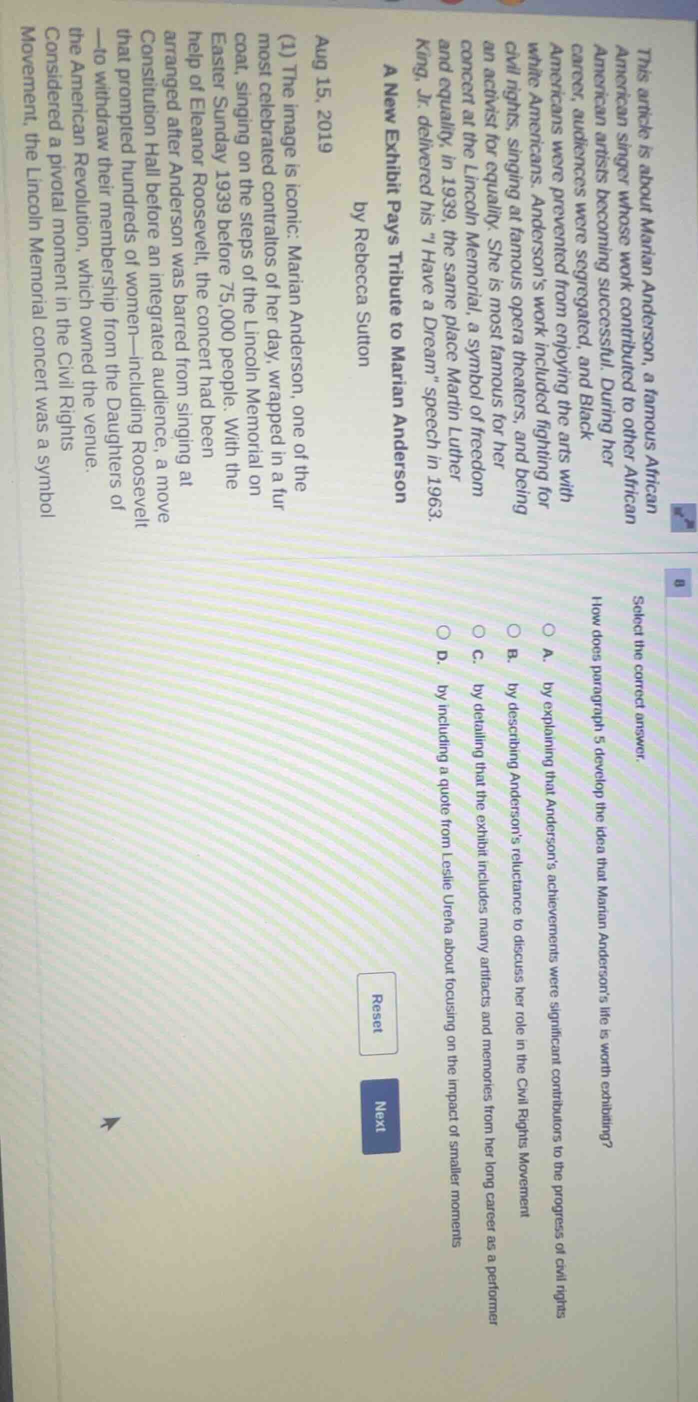 this article is about marian anderson, a famous african american singer…