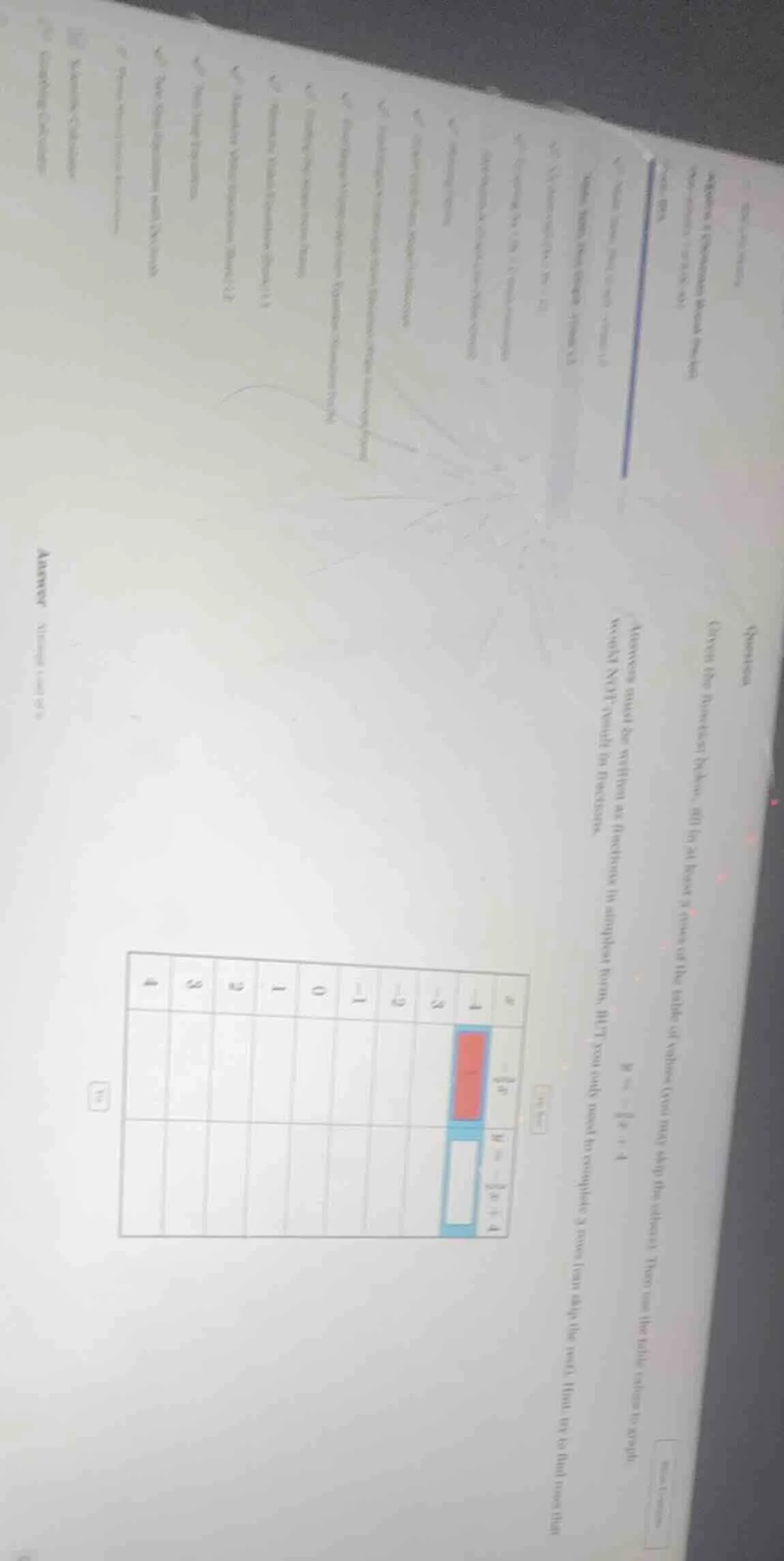 question given the function below, fill in at least 3 rows of the table…