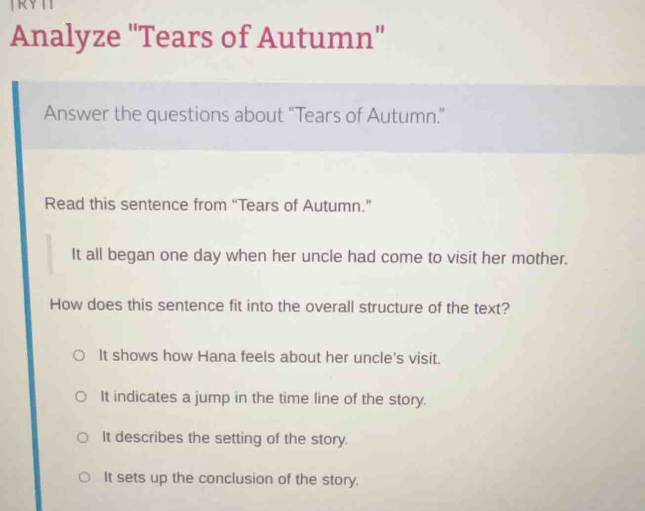 try it analyze \tears of autumn\ answer the questions about \tears of a…