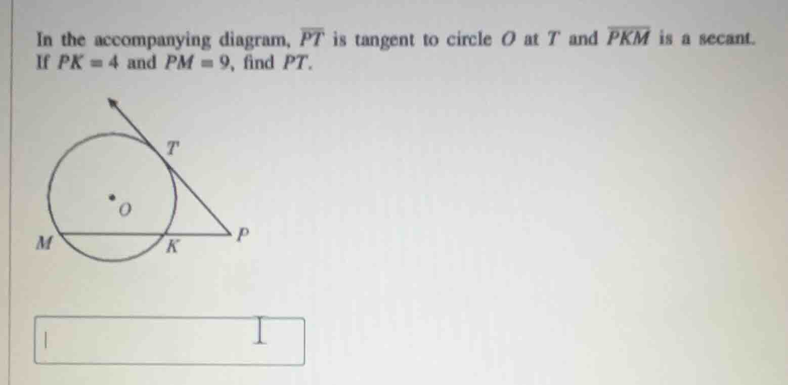 in the accompanying diagram, \\( \\overline{pt} \\) is tangent to circl…