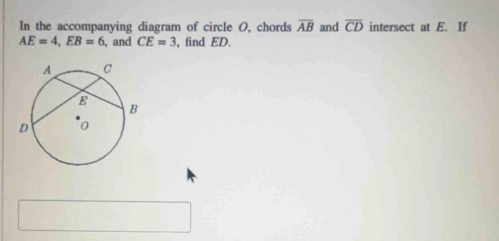 in the accompanying diagram of circle o, chords \\(\\overline{ab}\\) an…
