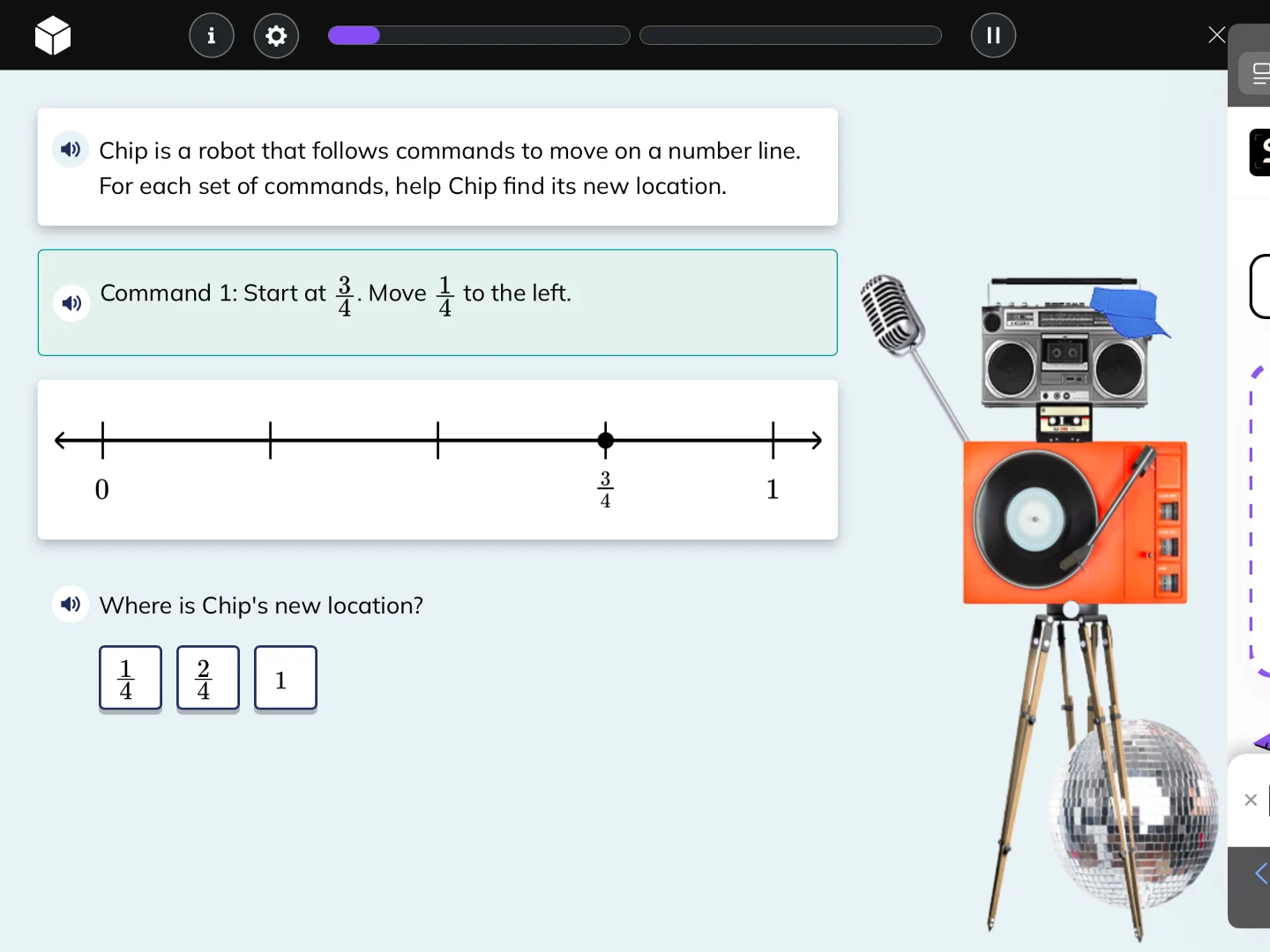 chip is a robot that follows commands to move on a number line. for eac…