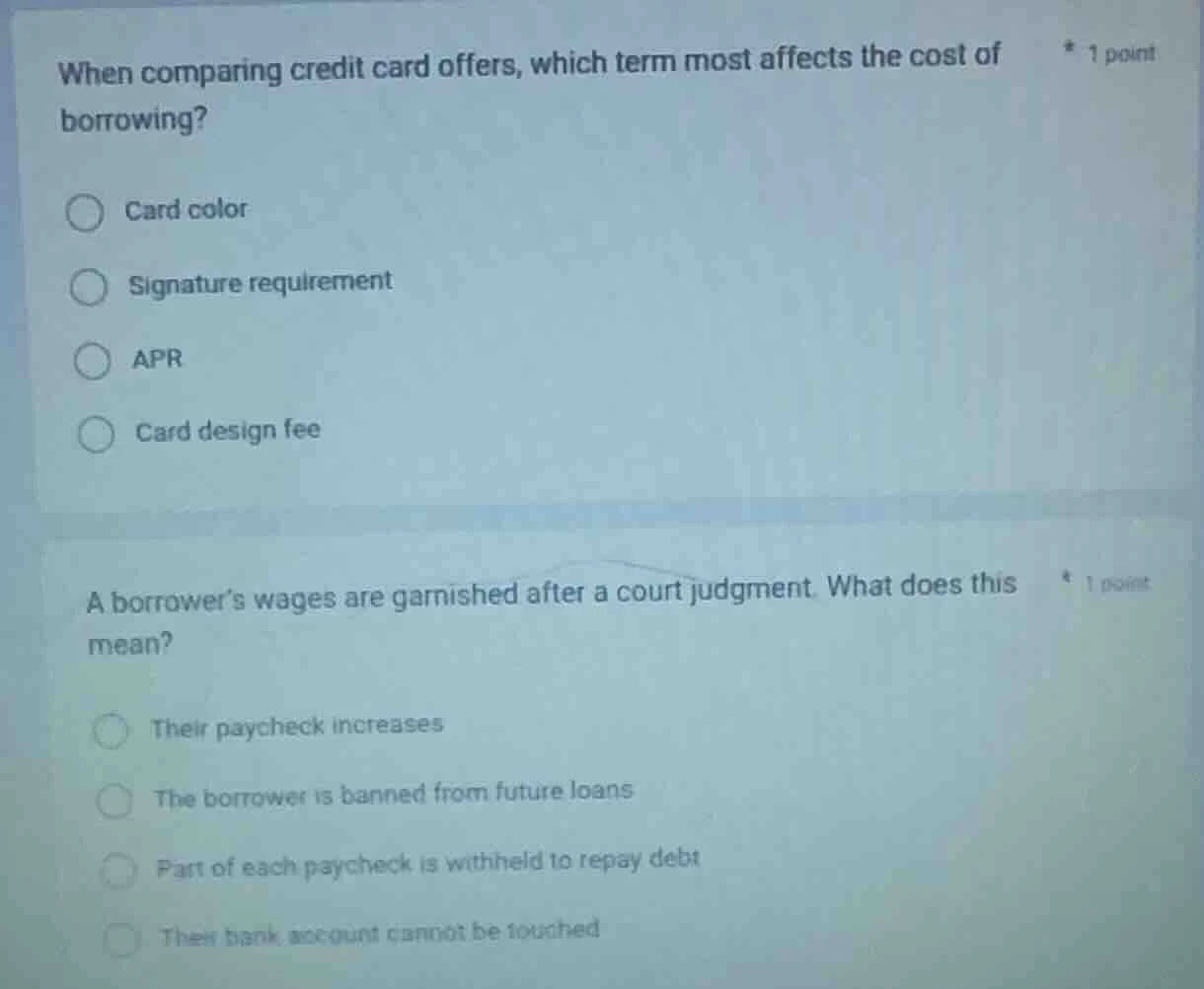 when comparing credit card offers, which term most affects the cost of …