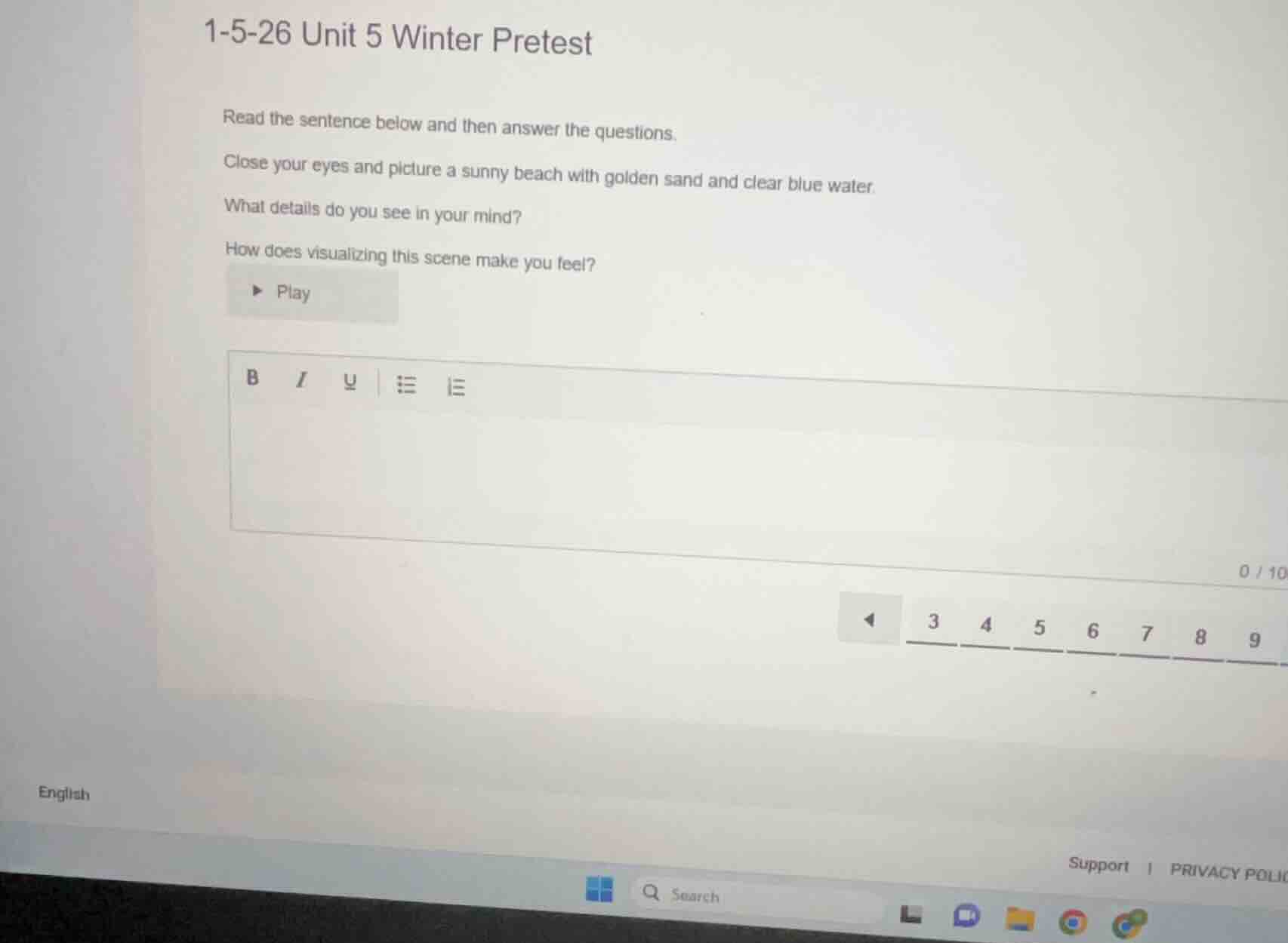 1-5-26 unit 5 winter pretest read the sentence below and then answer th…