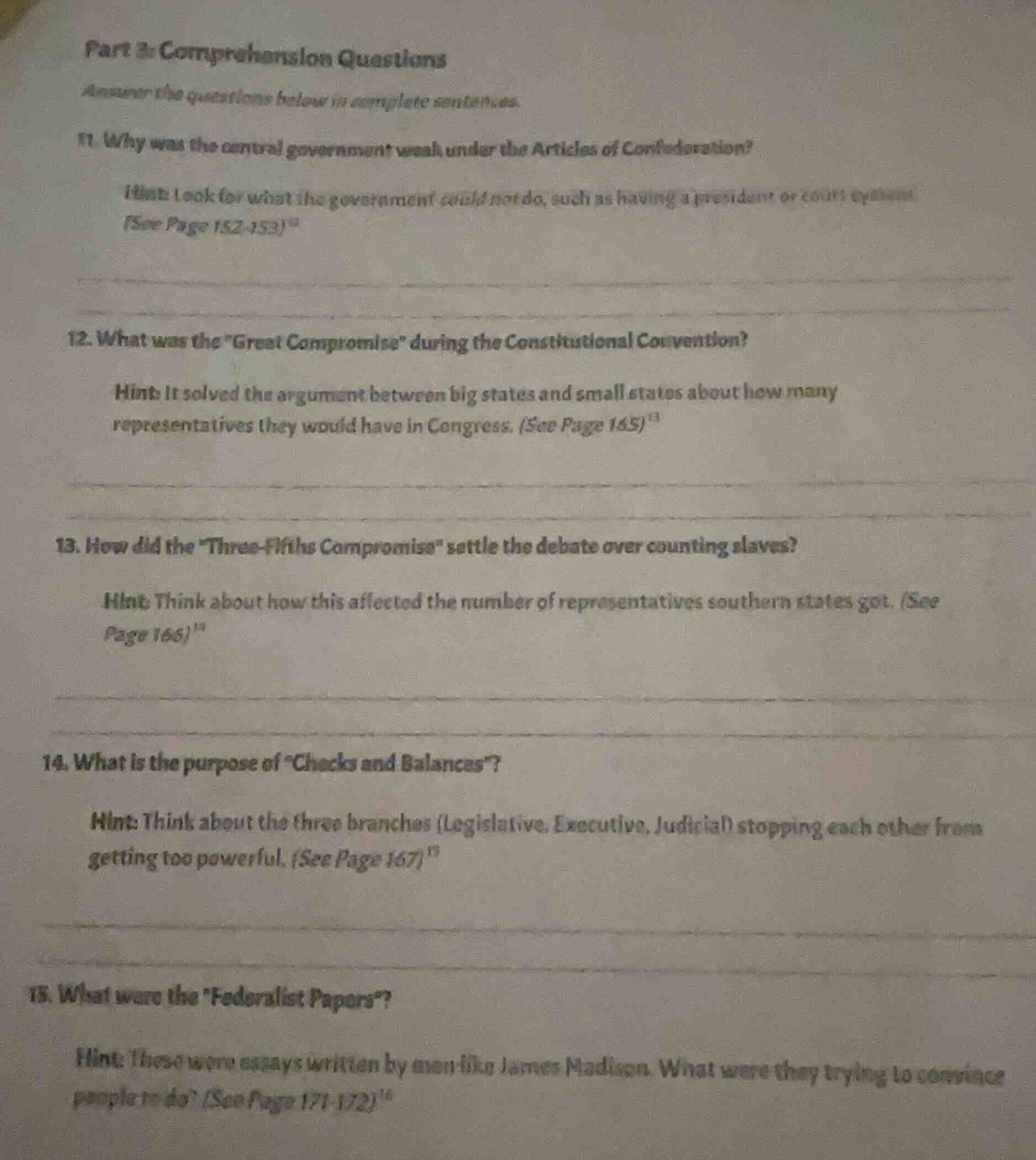 part 3: comprehension questions answer the questions below in complete …