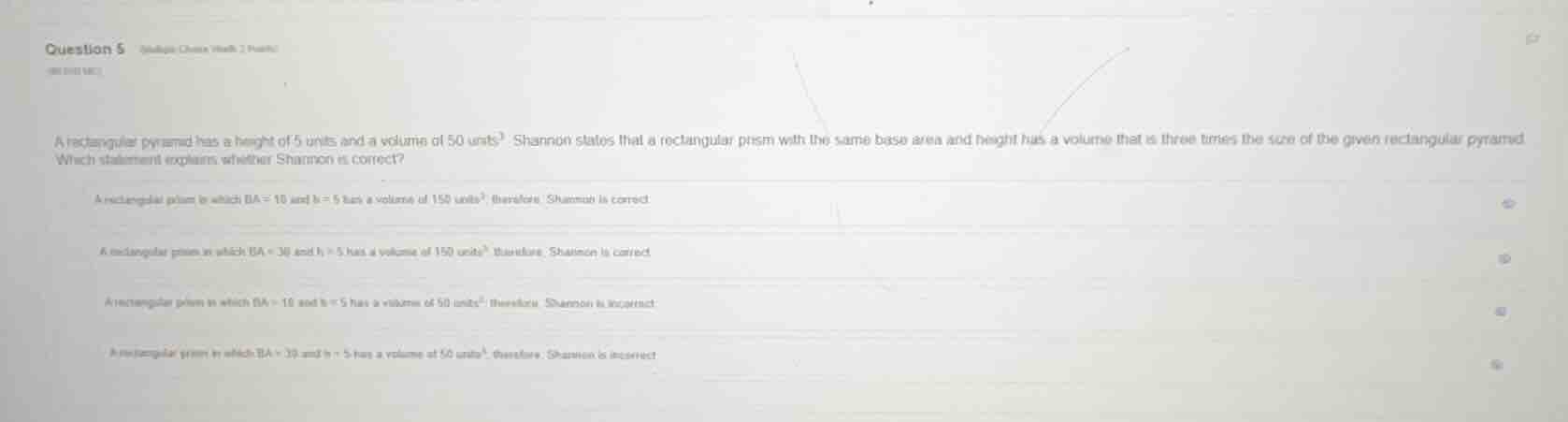 question 5 (multiple choice worth 2 points) (03.03 mc) a rectangular py…