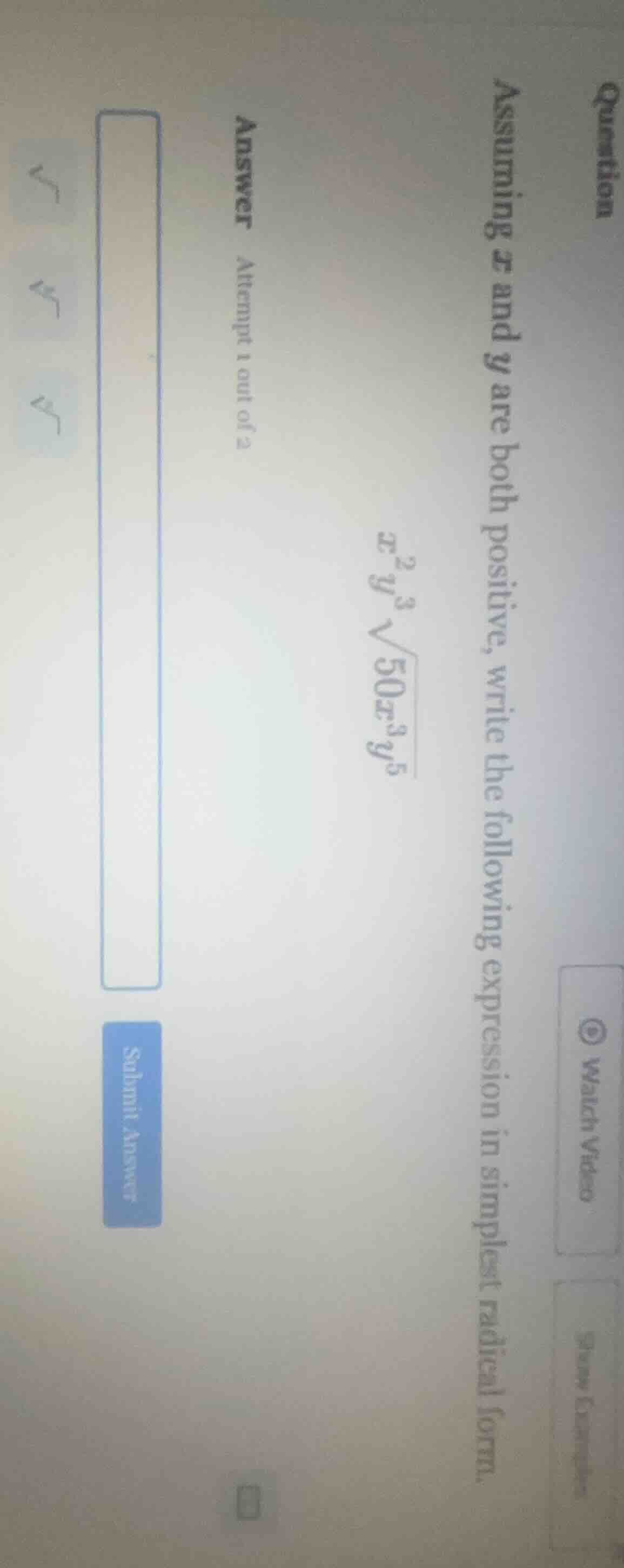question assuming x and y are both positive, write the following expres…