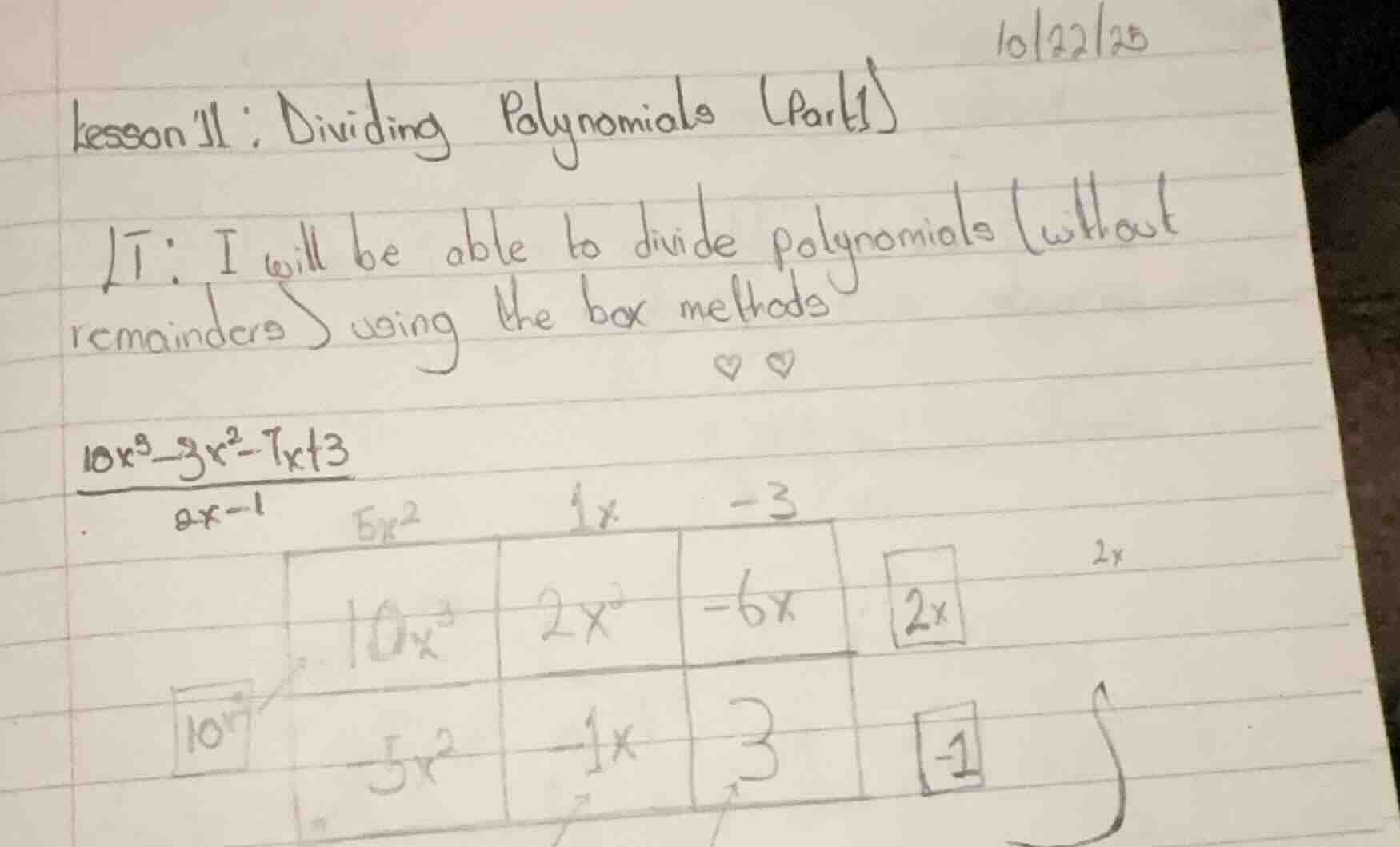 lesson 11: dividing polynomials (part1) lt: i will be able to divide po…