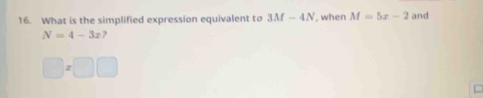 16. what is the simplified expression equivalent to $3m - 4n$, when $m …