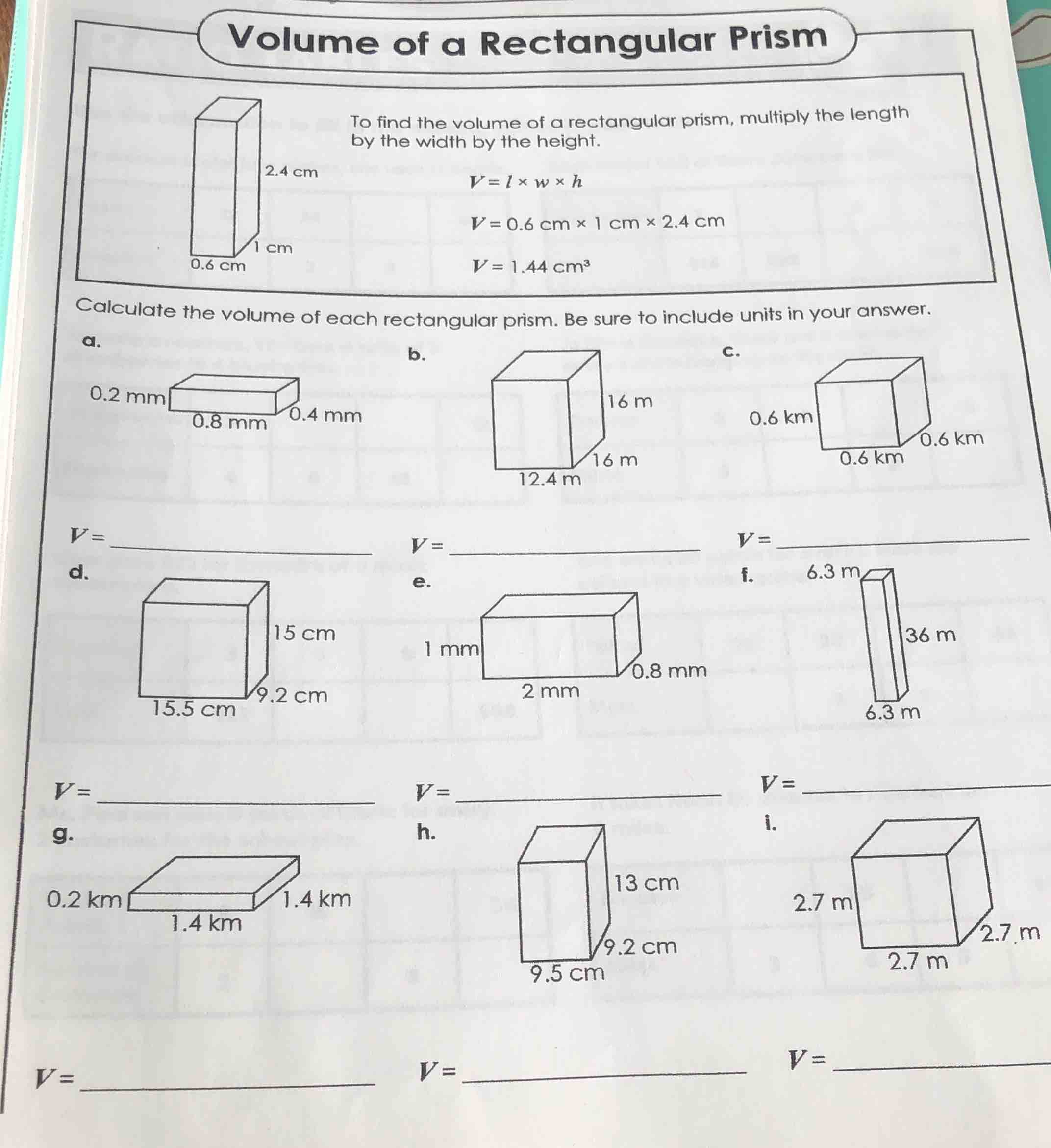 volume of a rectangular prism to find the volume of a rectangular prism…