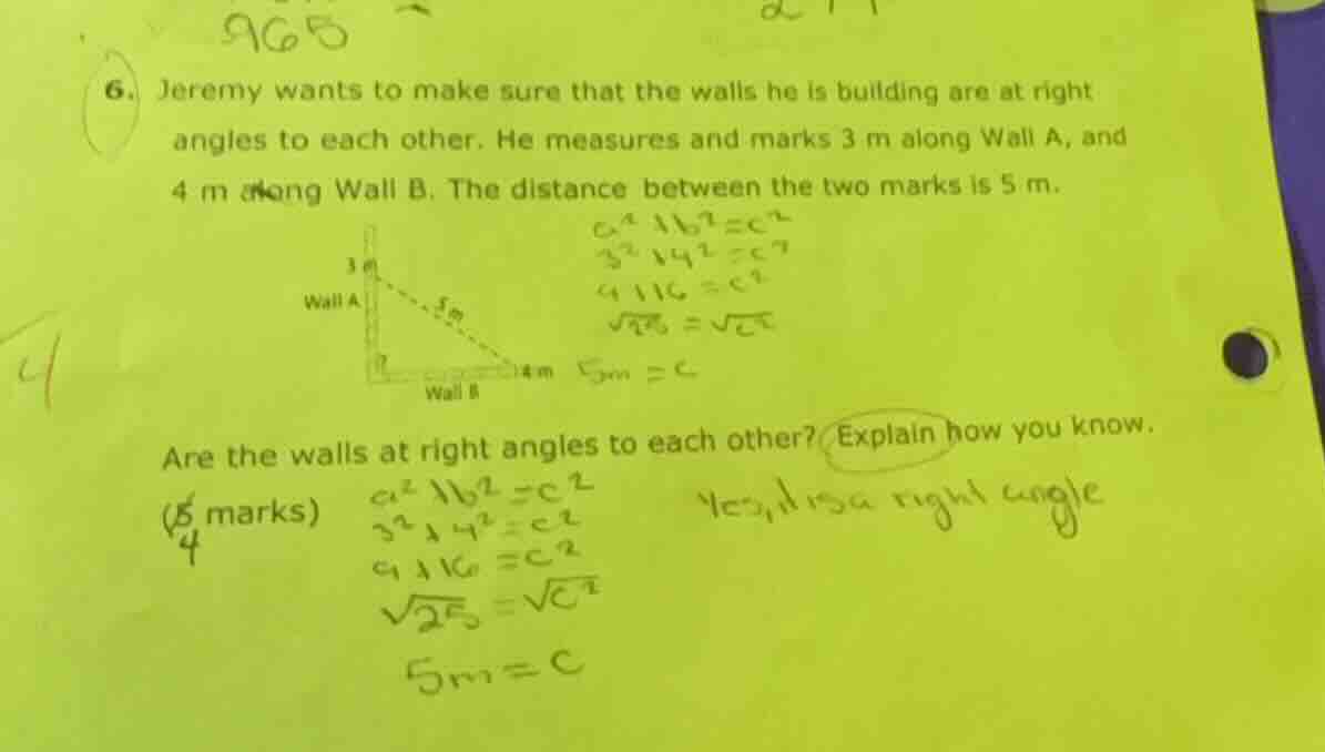 6. jeremy wants to make sure that the walls he is building are at right…
