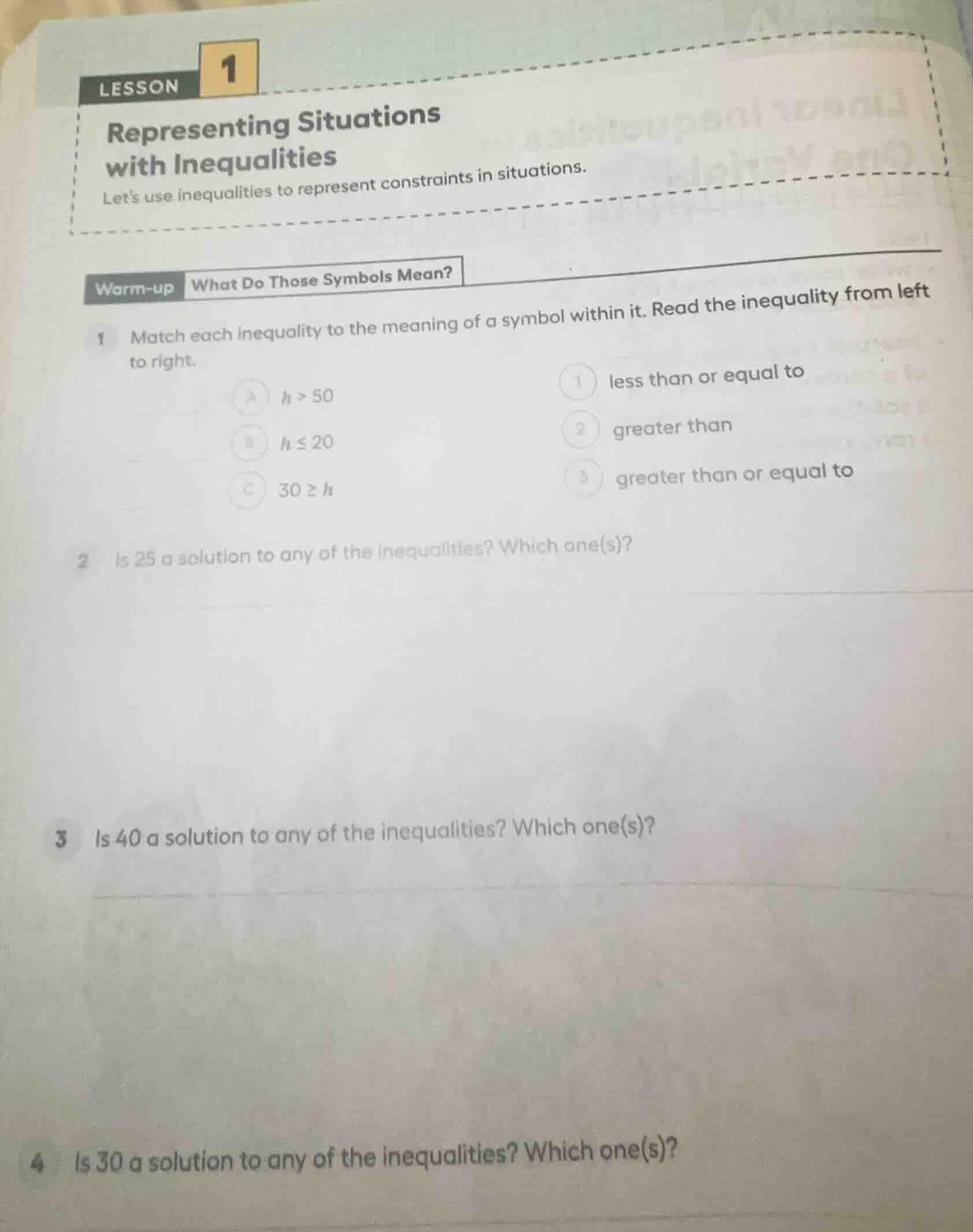 lesson 1 representing situations with inequalities lets use inequalitie…
