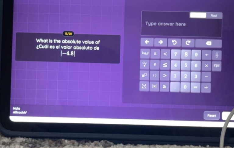 what is the absolute value of ¿cuál es el valor absoluto de |-4.8|