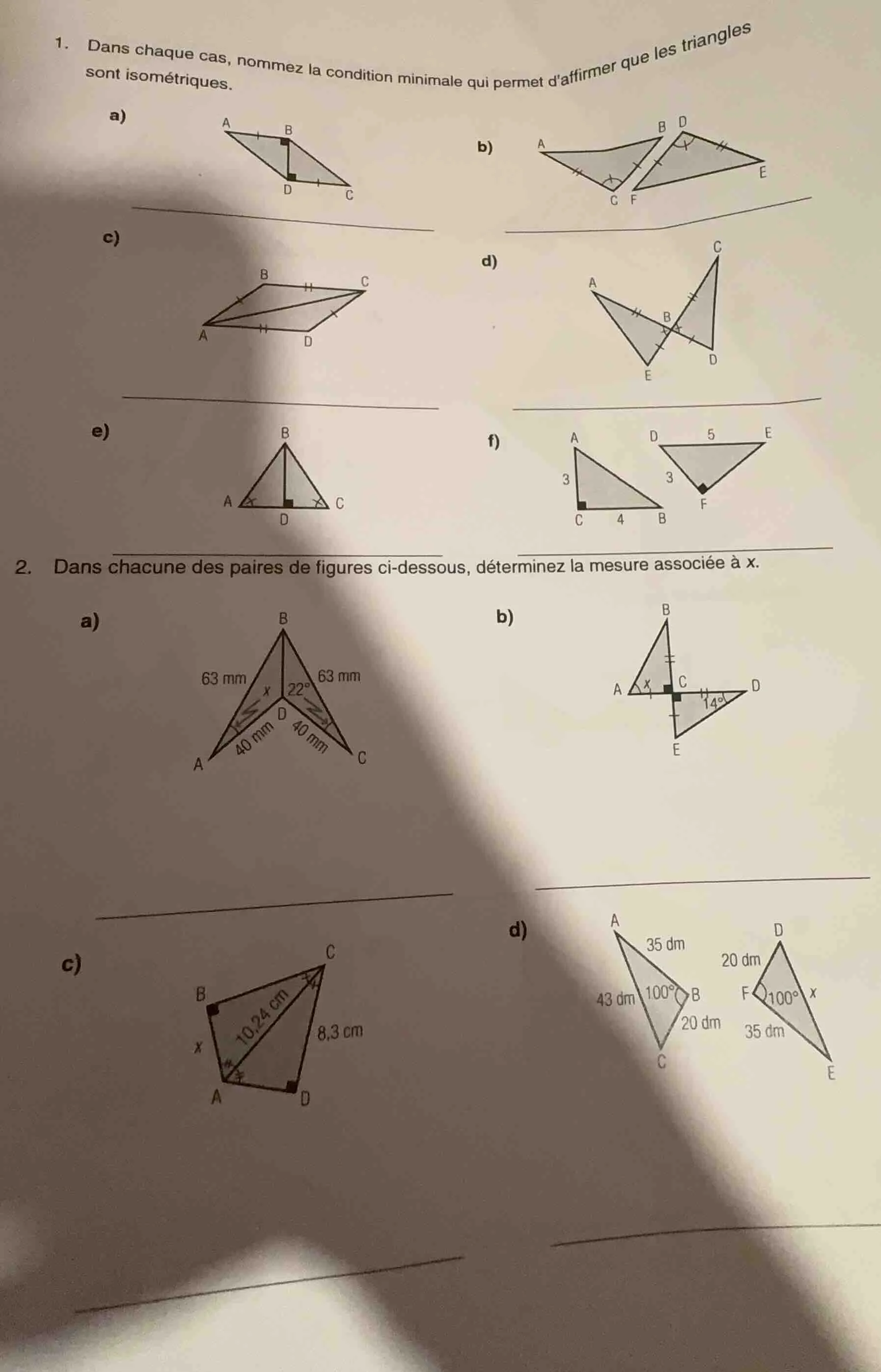 1. dans chaque cas, nommez la condition minimale qui permet daffirmer q…